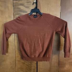 D21  J Crew Slim Fit Crew Neck Long Sleeve Sweater Men's Medium Rust Cotton